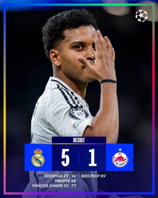 开云体育-【欧冠】三叉戟齐发威，皇马主场5比1大胜萨尔茨堡